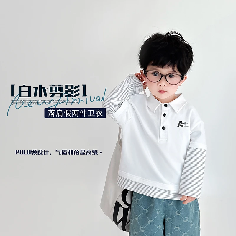 8月12【白水剪影】儿童落肩假两件卫衣