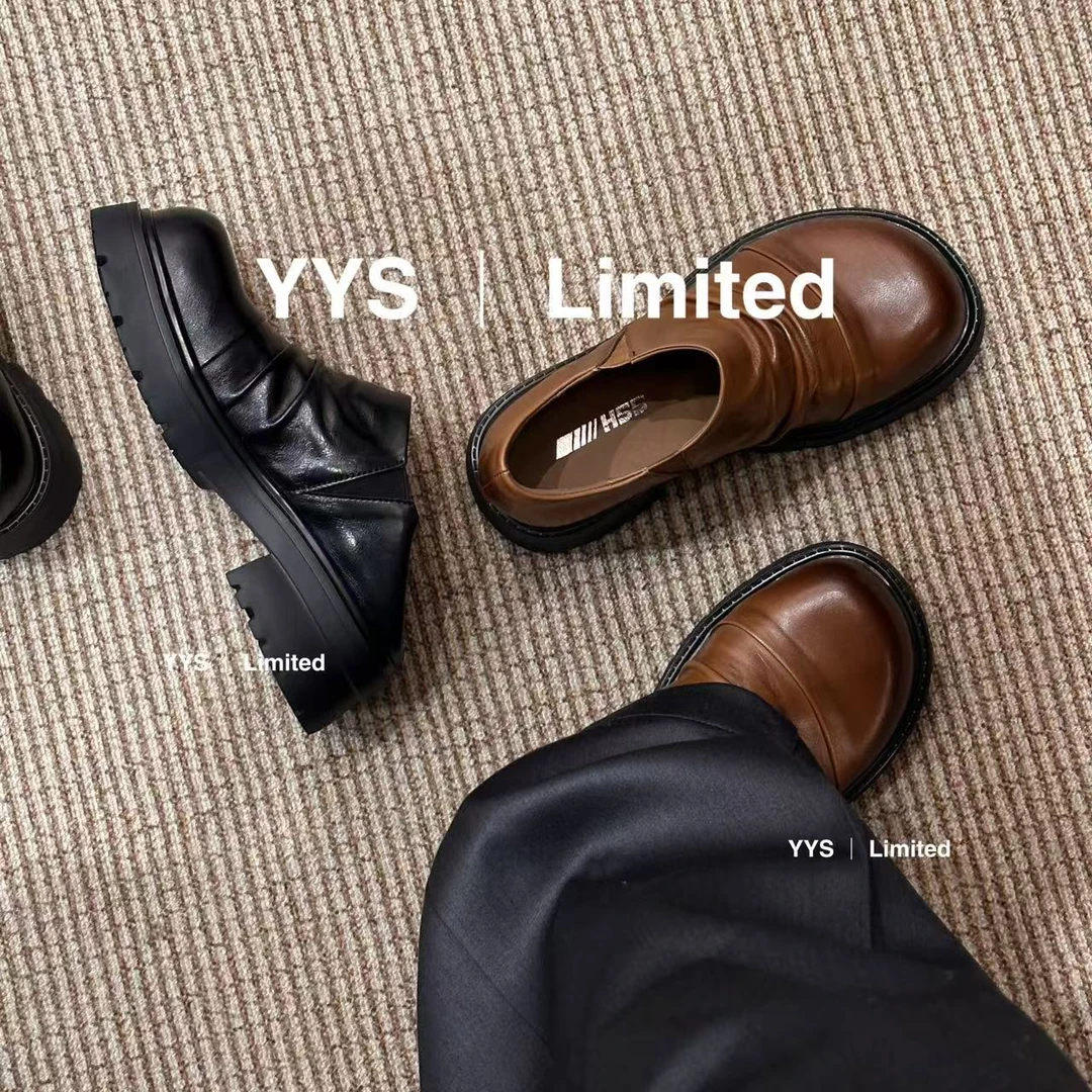 【卡麦酱肉肉】“中古门”25new水洗褶皱抓纹擦色毛毛虫德比鞋29-2224