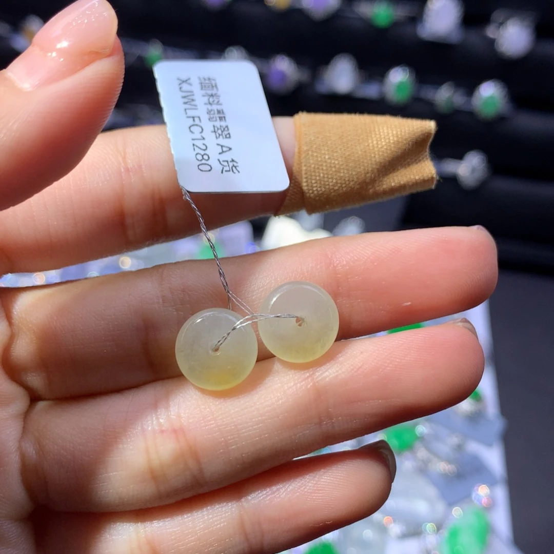 银S925镶嵌翡翠耳饰天然翡翠