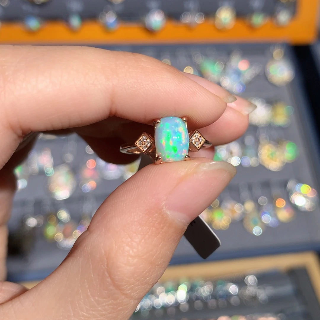 银S925镶嵌欧泊欧泊戒指y