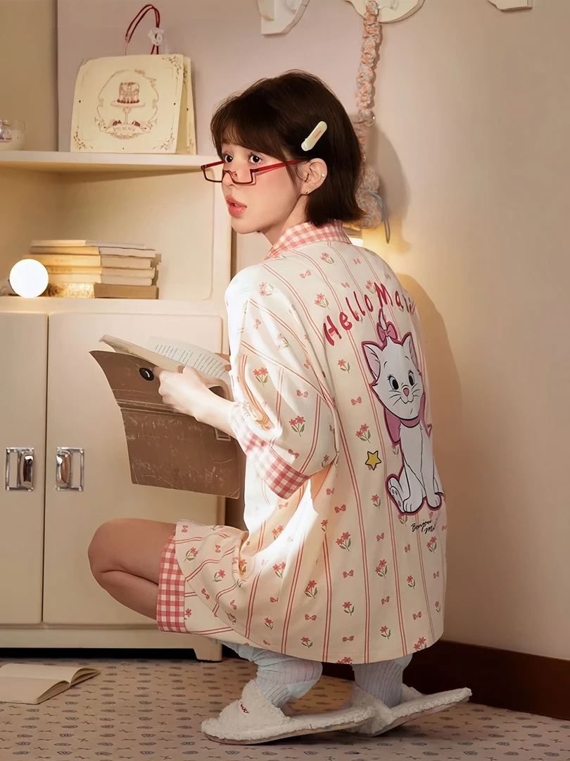 少女甜美可爱卡通玛丽猫睡衣女夏季新款ins风可外穿宽松家居服