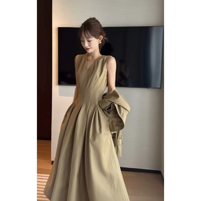 【娇娇私服定制】新款休闲静奢风连衣裙+短风衣两件套92104#