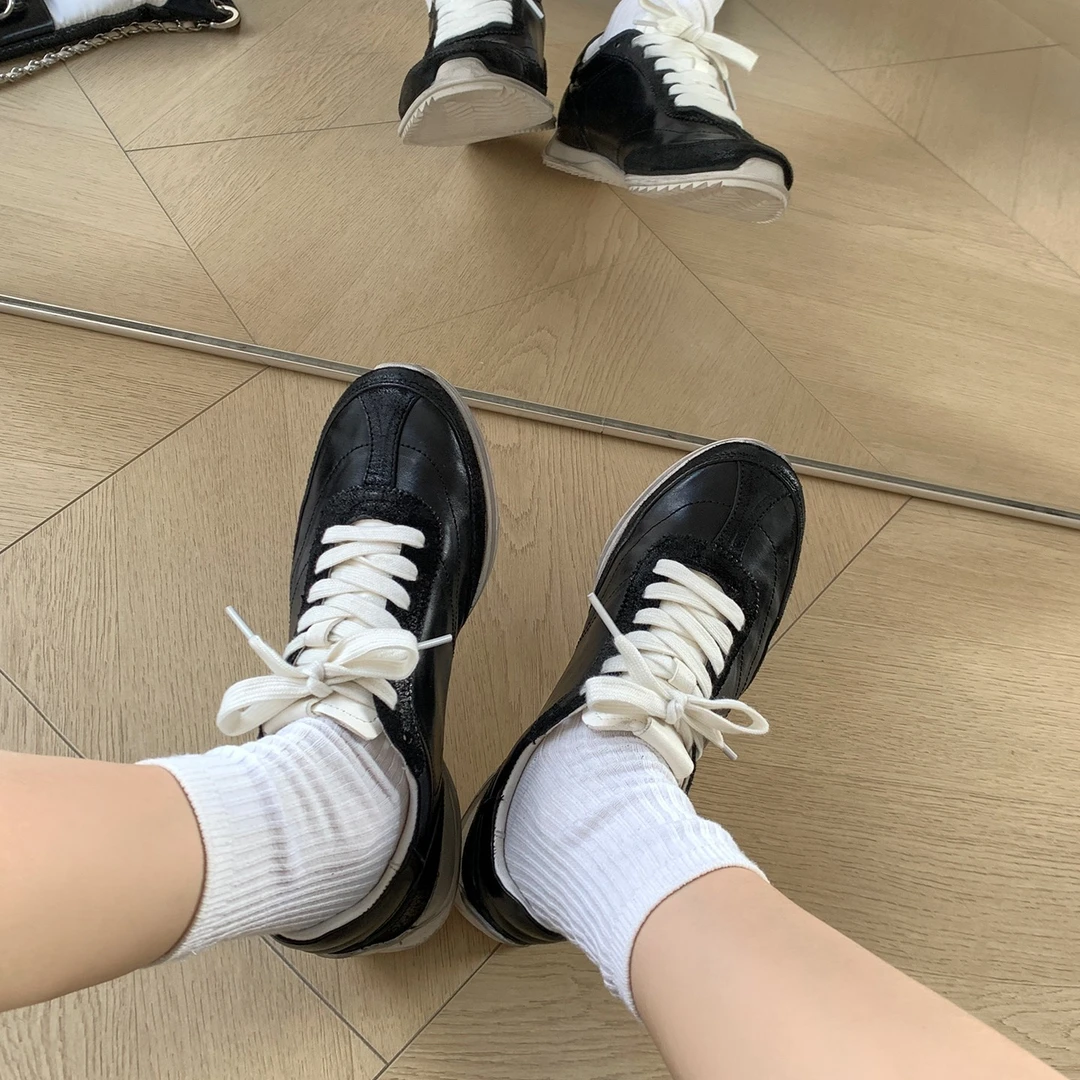 水洗马皮休闲德训鞋女