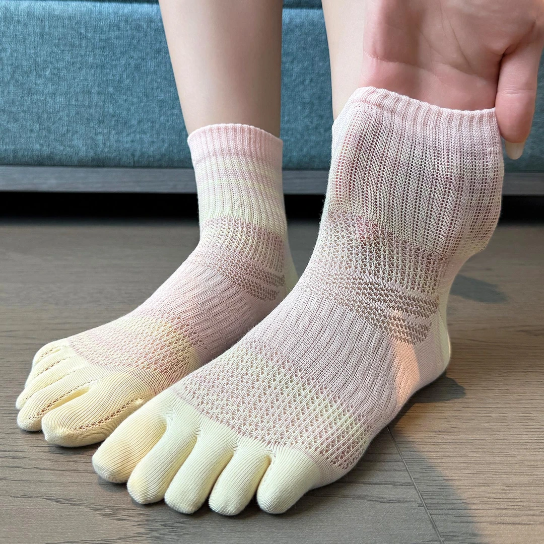 袜子女夏季薄款中筒袜分趾棉袜透气防臭网红款女款五指袜棉袜夏季