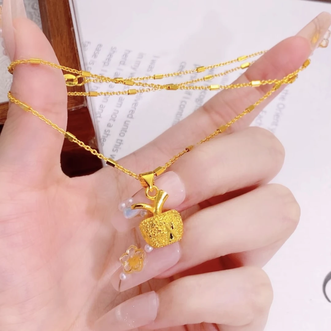 星光链+平安果轻奢时尚锁骨链百搭小苹果坠链X-10