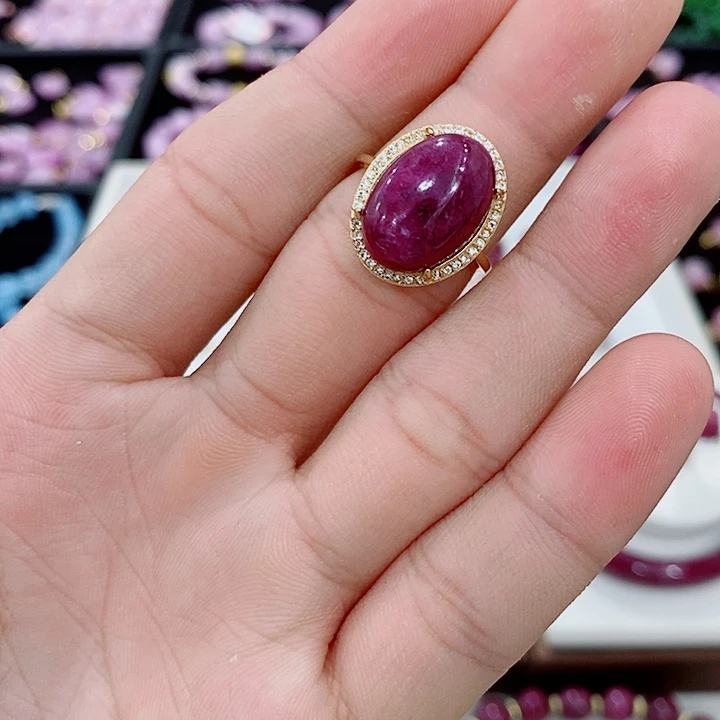 戒指银S925镶嵌红宝石