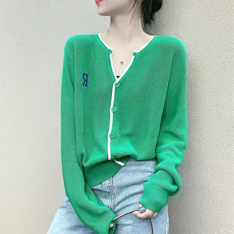 【V领显瘦】薄款百搭上衣士外穿宽松大码新款女洋气冰丝防晒衫显瘦