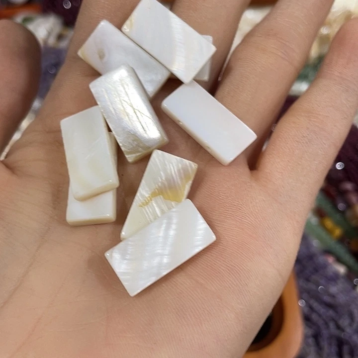 玛瑙/玉髓合金珠宝半成品80个双排孔贝壳长方形