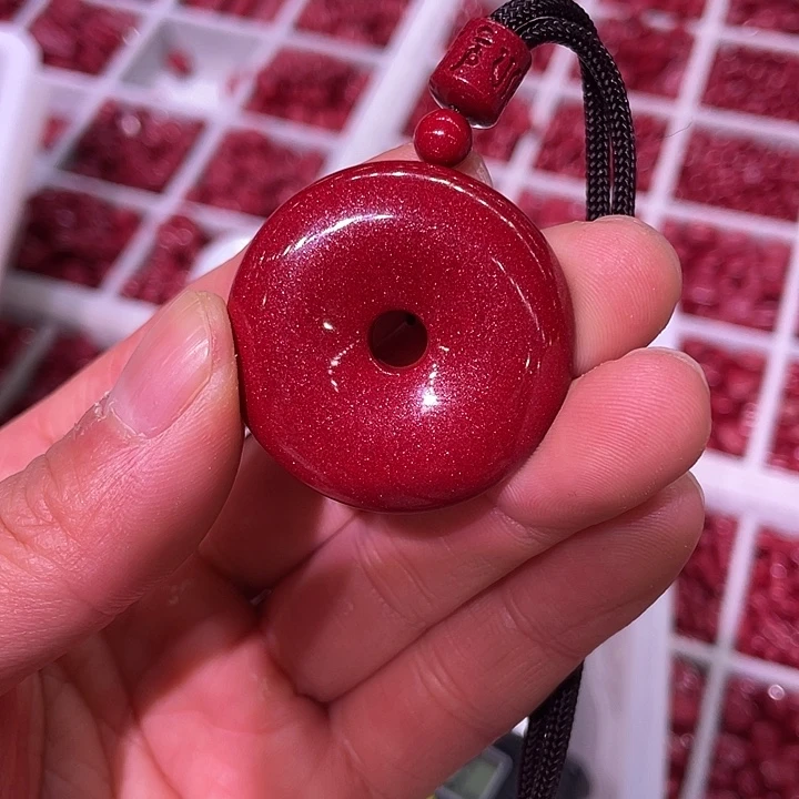 天然辰砂紫金砂3.6平安扣吊坠