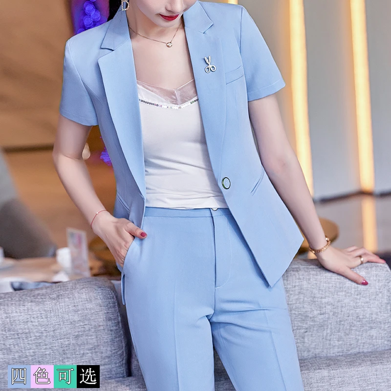 短袖西装套装女夏季薄款酒店工作服前台职业气质高端西服正装926
