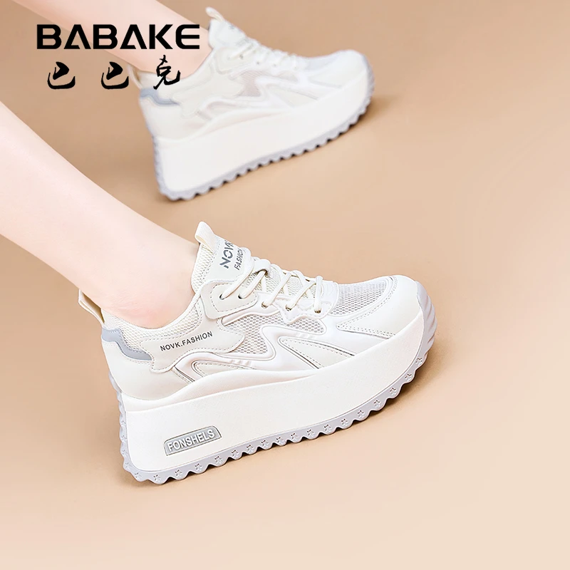 7公分厚底网面阿甘小白鞋女2025爆款百搭透气增高休闲女鞋2566