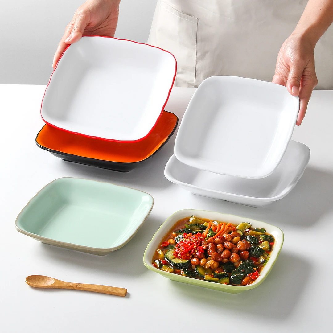 密胺餐具仿瓷碟子凉菜盘油炸KTV小吃盘商用方盘菜盘餐盘塑料盘子