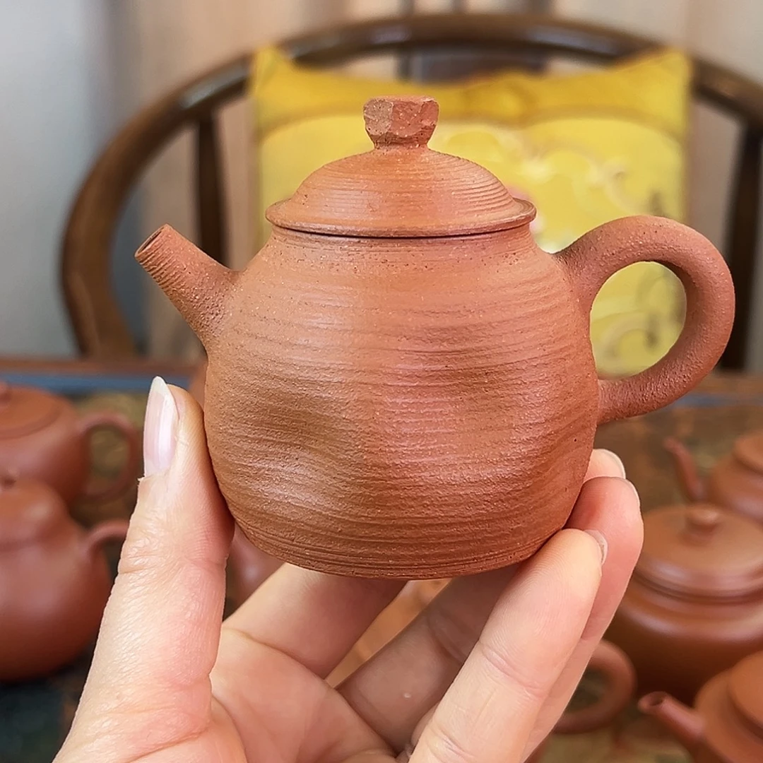 茶壶紫砂精品原矿 顽石 鱼籽朱泥 全手工制作 130cc
