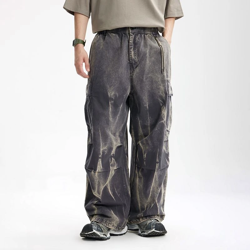 DirtyFit美式街头复古壁纹洗水工装裤男士潮牌宽松休闲裤2025春秋