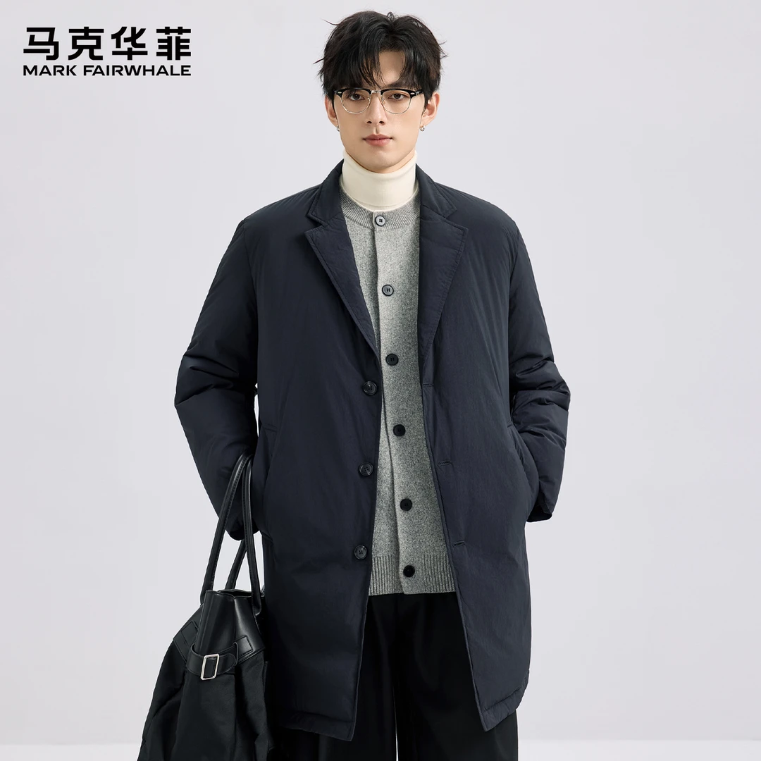 马克华菲/MARK FAIRWHALE加厚保暖羽绒服男中长款2025冬季新款