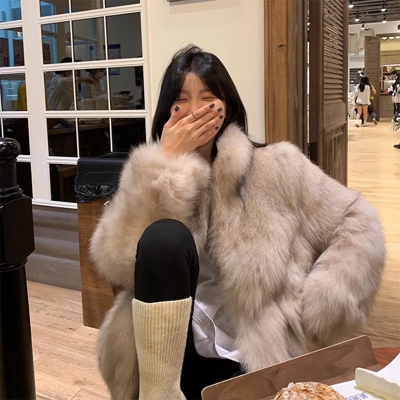 韩女千金毛毛立领外套女冬2024新款毛茸茸大衣毛绒女装防寒33519#