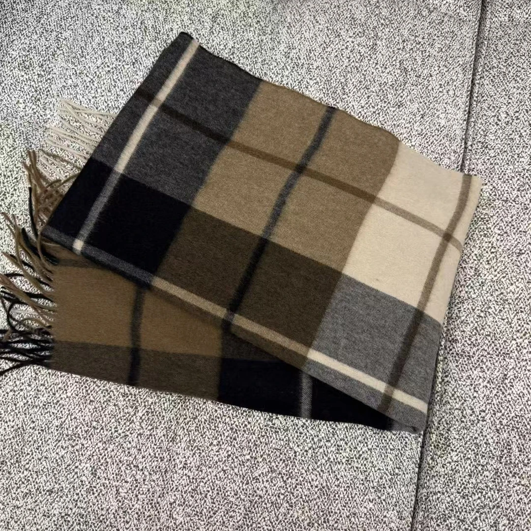 【大G精选】“英式温暖”山羊绒格子流苏边围巾
