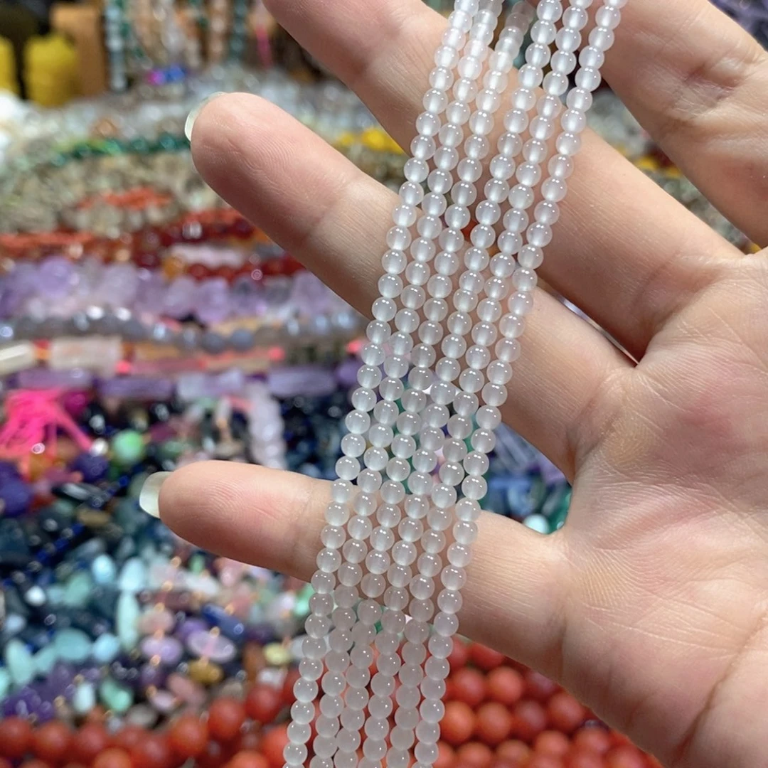 玛瑙/玉髓未镶嵌珠宝半成品白玉一条卡3m