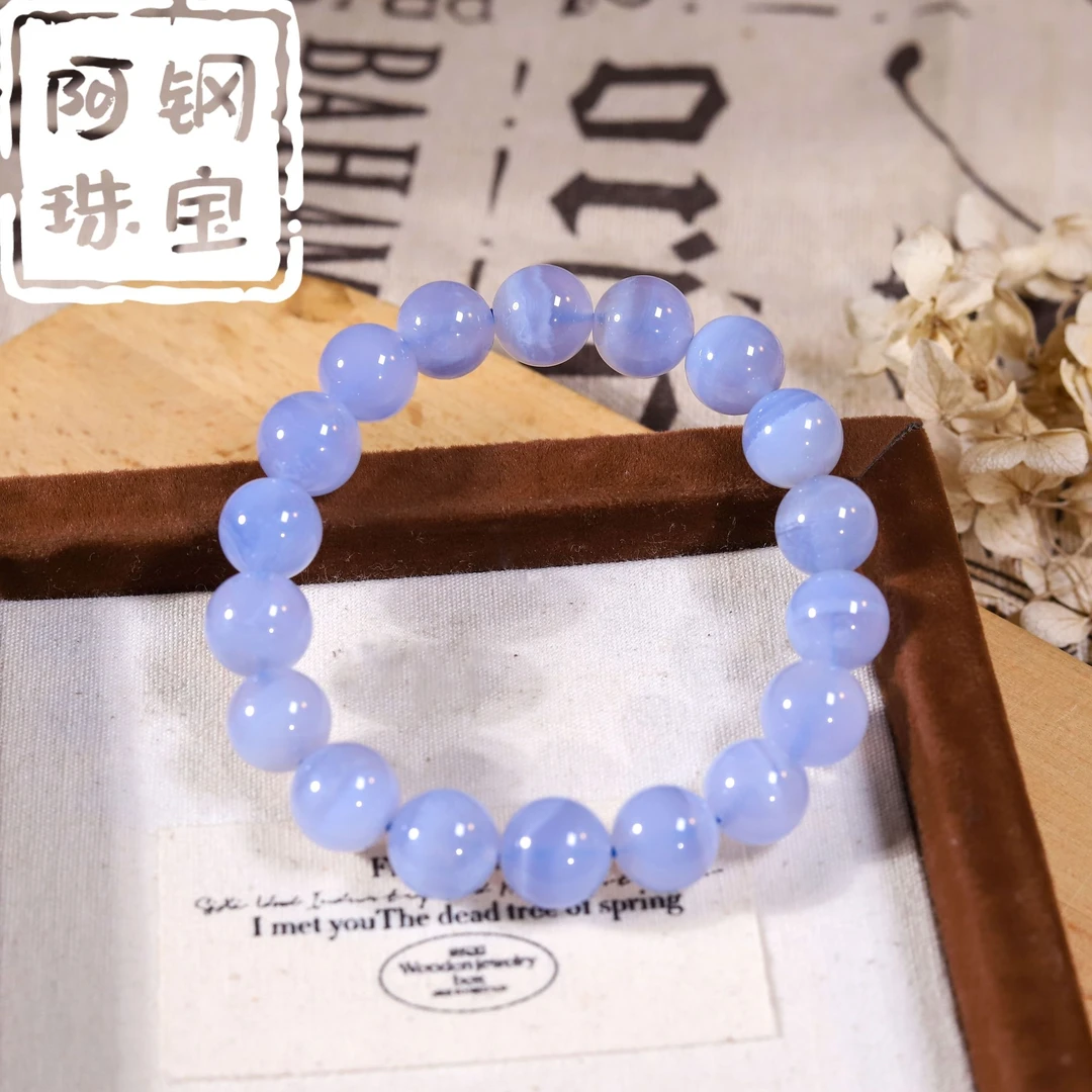 【天空蓝】天然蓝玛瑙蓝色时尚单圈手串多样性发其一LM127
