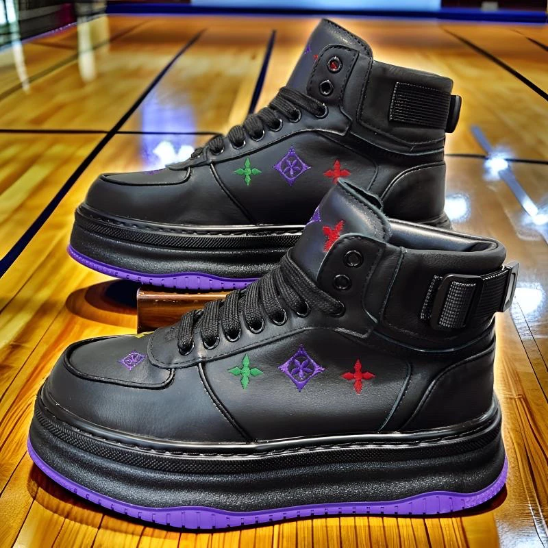 欧洲站男鞋2025秋季新款真皮高帮鞋男厚底增高休闲板鞋高帮小白鞋