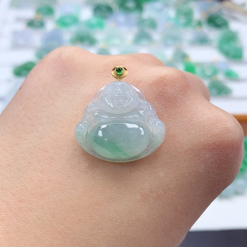 【闪购商品】翡翠吊坠(赠链)18K金镶嵌