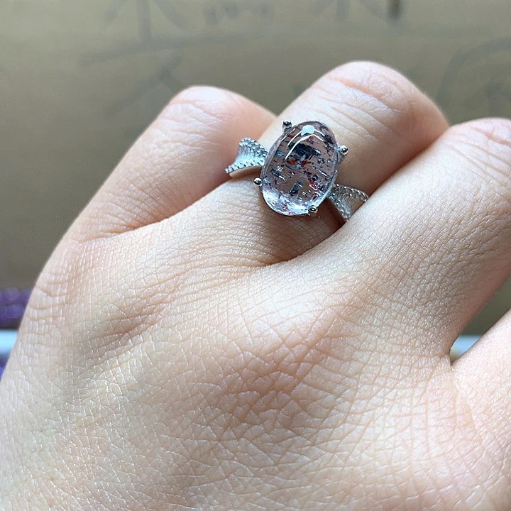 水晶水晶戒指银S925镶嵌名****新