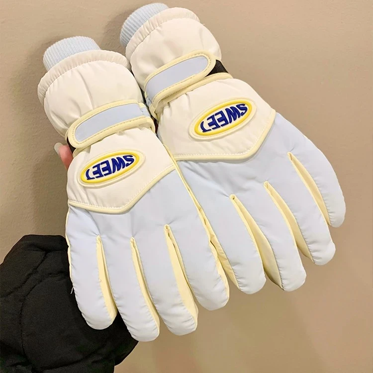 滑雪手套女冬季加厚绒户外电动车骑车防寒风保暖棉手套触屏防泼水