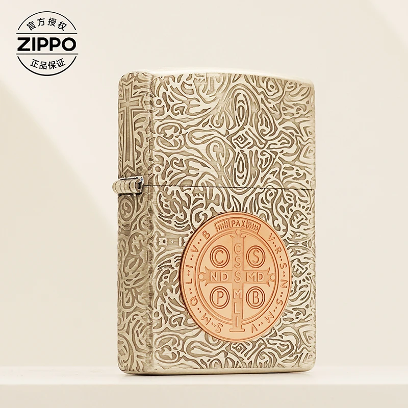 ZIPPO/之宝打火机常规熏银紫铜镶嵌【康斯坦丁】原装正品煤油机DYJ1