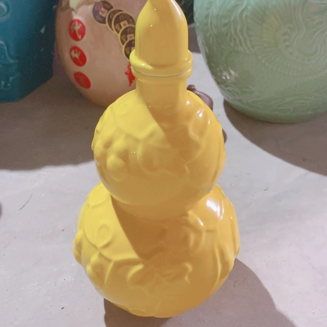摆件景德镇垚晶陶瓷1斤葫芦黄色