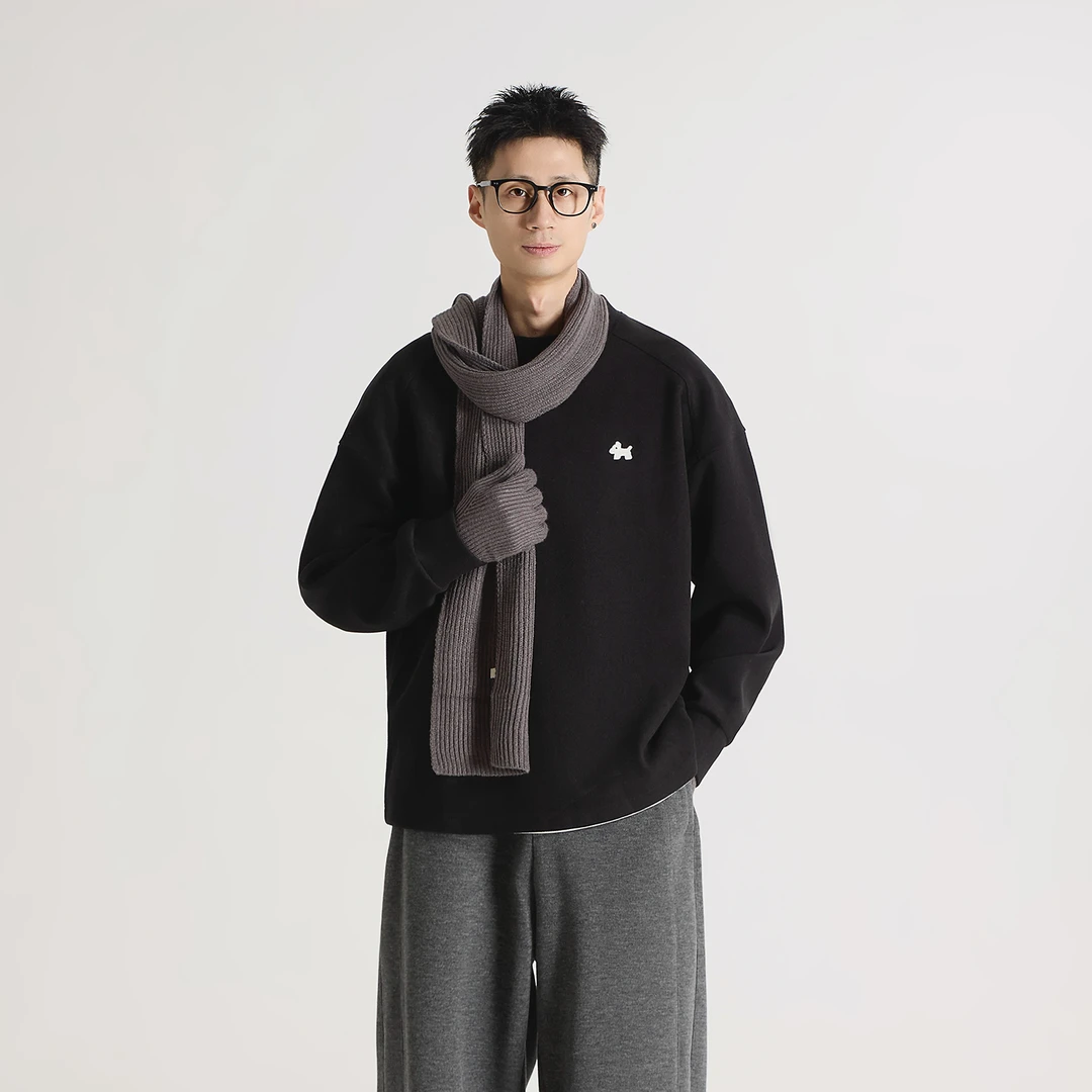 GCCDUPE77『布鲁诺』经典小狗标刺绣重磅圆领百搭卫衣时尚休闲打底