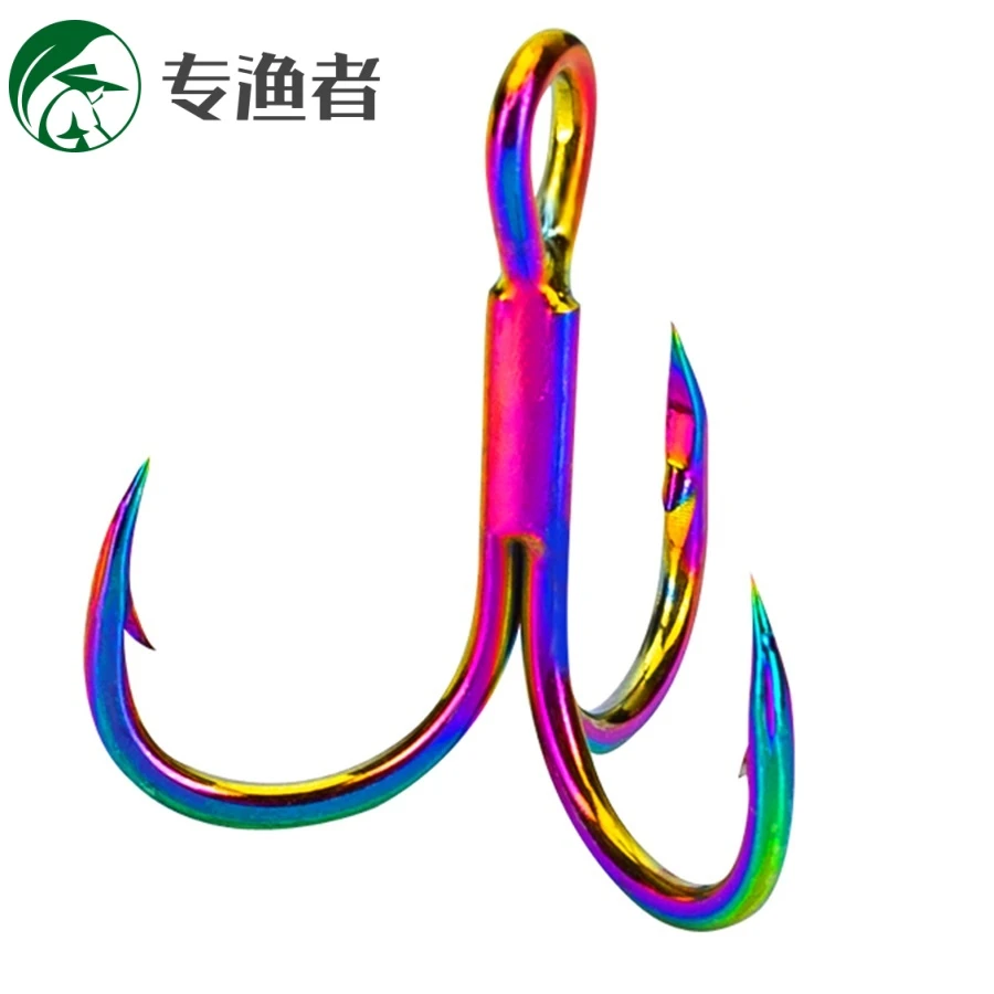 炫彩4X加强三本钩高碳钢倒刺钩铁板钩手工改装锚鱼钩散装鱼钩