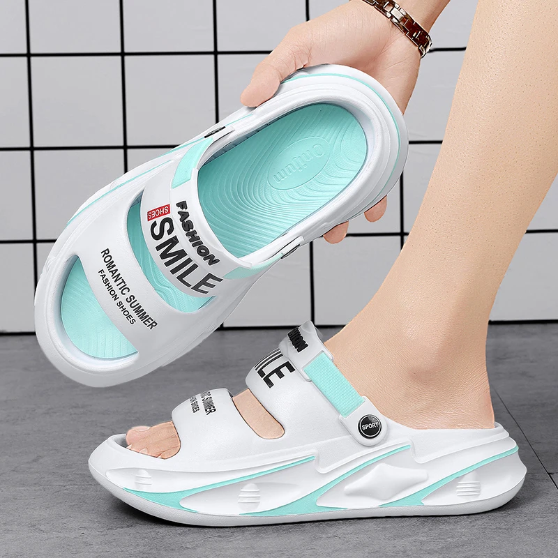 外穿室外百搭防滑纯色一字拖厚底男款凉拖鞋户外注压鞋夏季软底