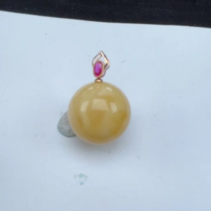 裸石蜜蜡18K金镶嵌蜜蜡21➕圆珠