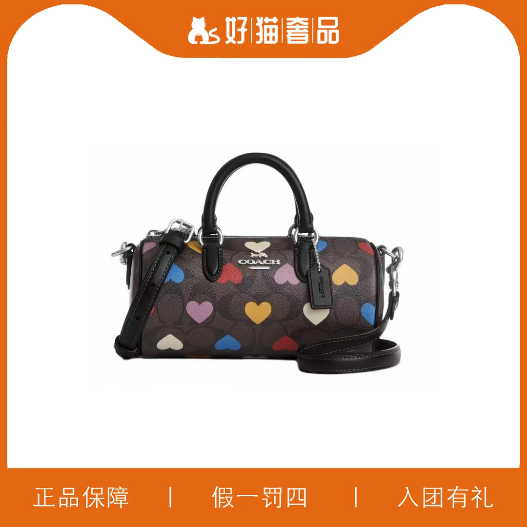 95新 COACH/蔻驰 蔻驰深棕色印花笔筒/W6068/19X10X10