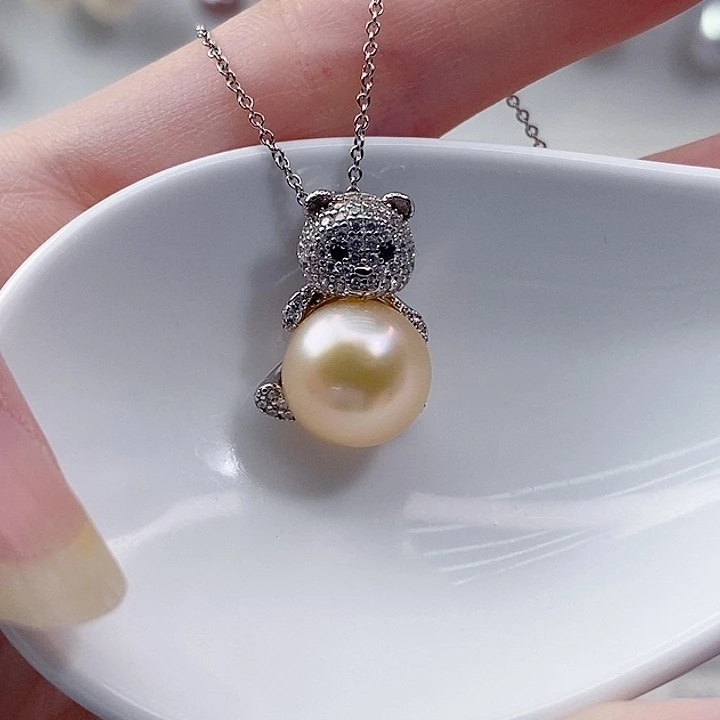 银S925镶嵌淡水珍珠颈饰A