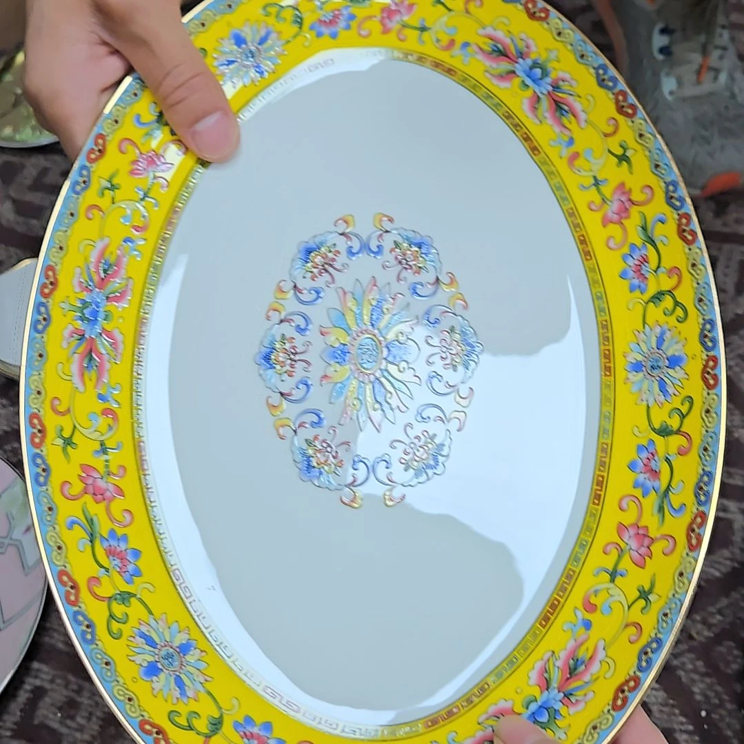 瓷片微瑕珐琅彩鱼盘一个6666666666