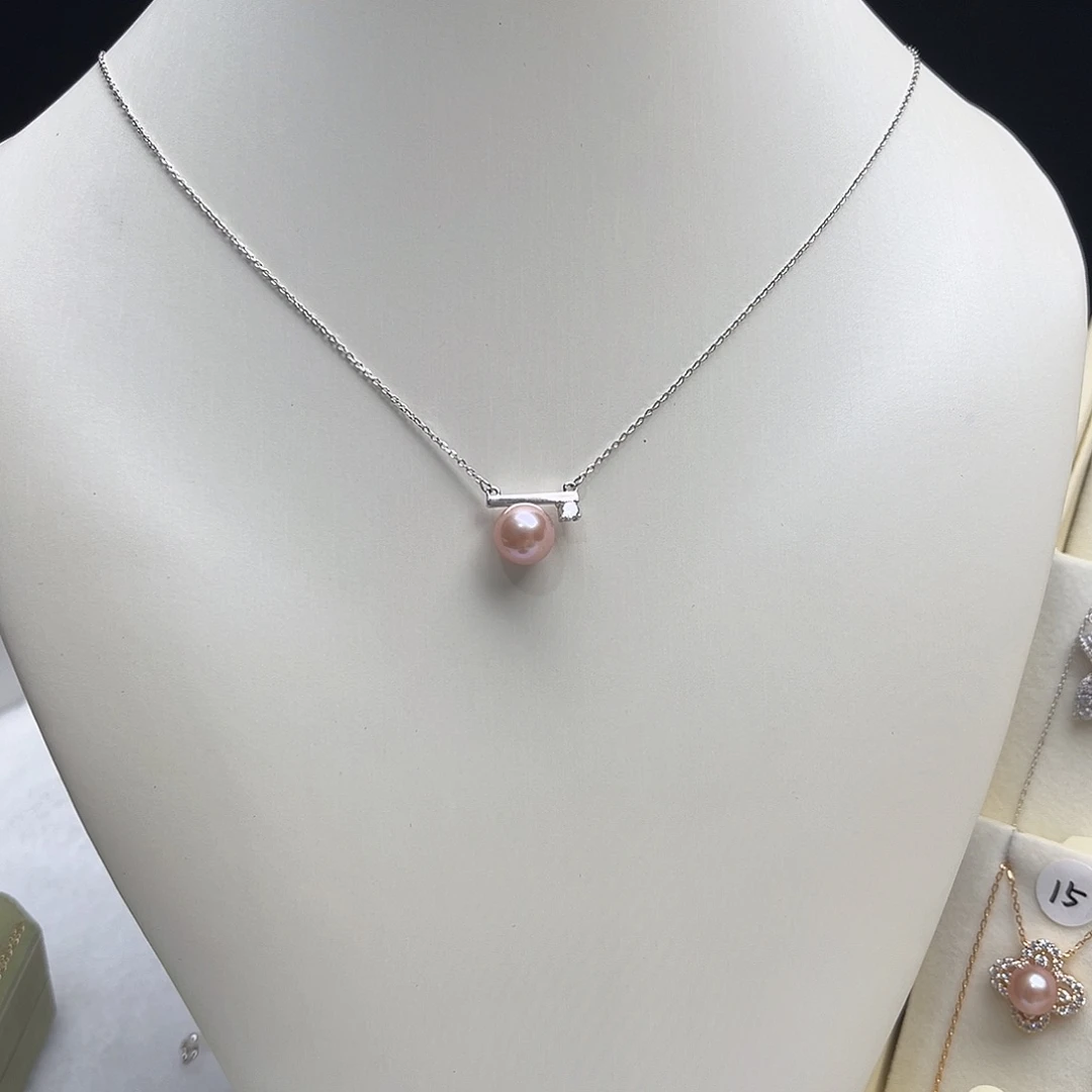 银S925镶嵌淡水珍珠套链