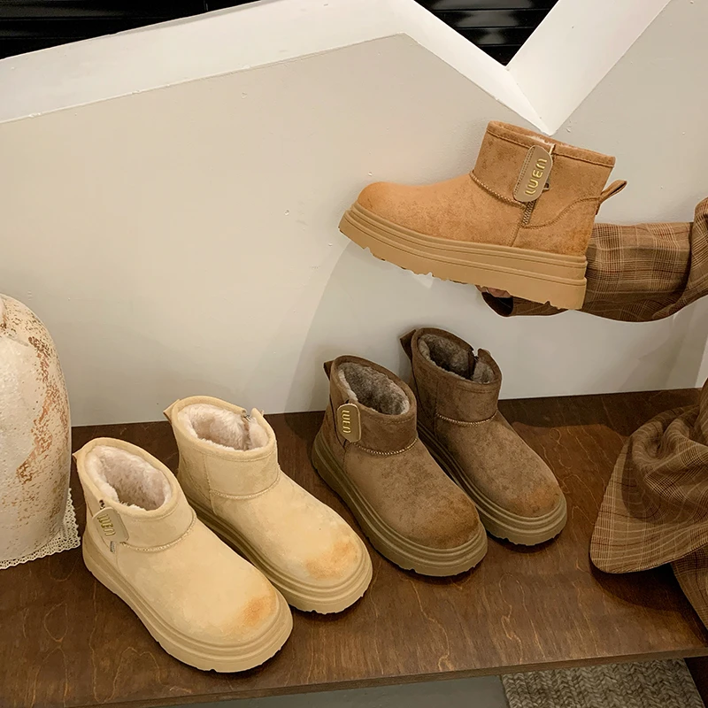 现货现货（年终清货）雪地靴女冬季加绒加厚户外厚底保暖棉鞋女款