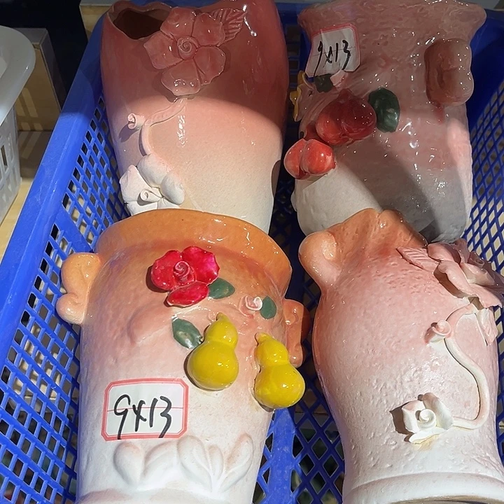 瓷片花盆多肉工艺品捏花