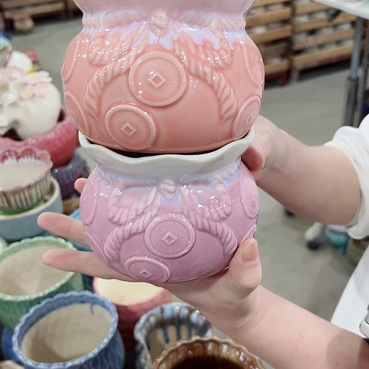 有孔.凑满10元发货多肉陶瓷花盆！