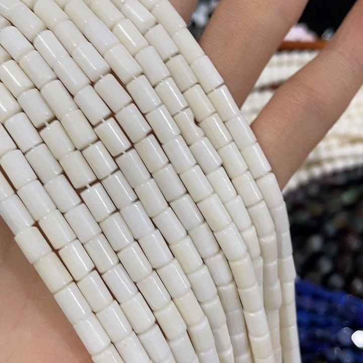 玛瑙/玉髓合金珠宝半成品一条白原枝管珠