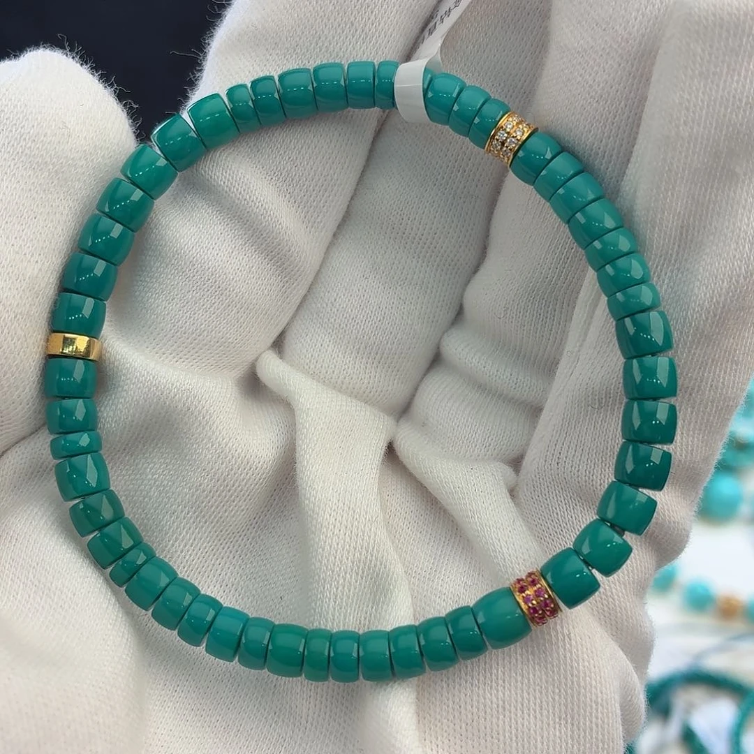 绿松石18K金镶嵌手串8.5mm