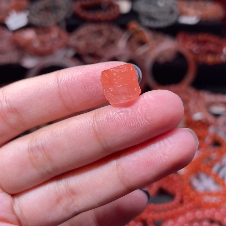 南红玛瑙未镶嵌配饰手串猫猫桶珠1856