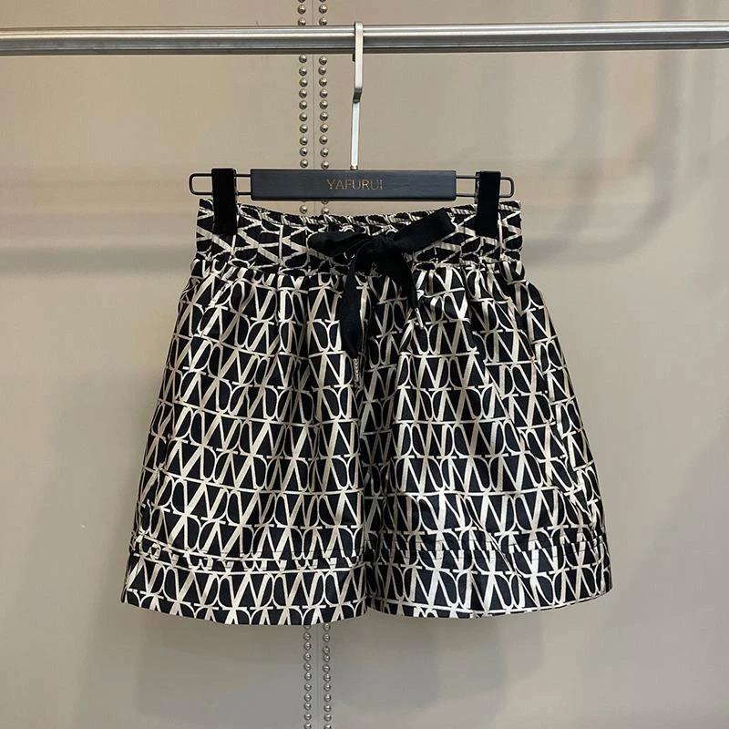 印花阔腿短裤女夏季薄款大码高腰宽松显瘦小个子时尚休闲a字热裤