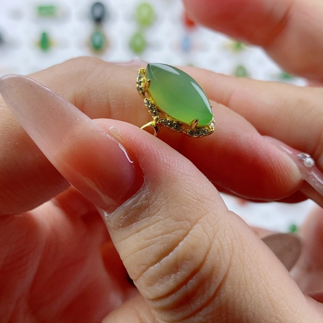 和田玉戒指银S925镶嵌