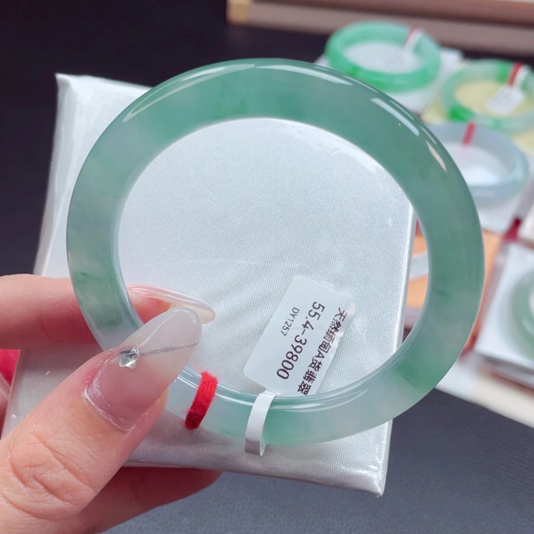 翡翠手镯未镶嵌55.2蓝水色系山水韵味镯 自信大方美 10