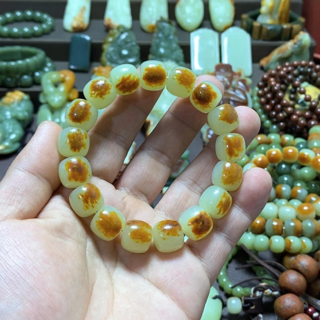 透闪石质玉手串卡13未镶嵌一**九