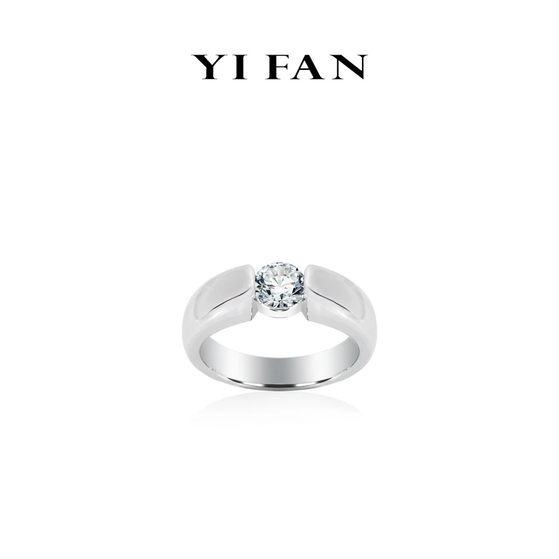 925银合成锆石戒指 经典白色单钻星光之舞简约轻奢戒指-1343