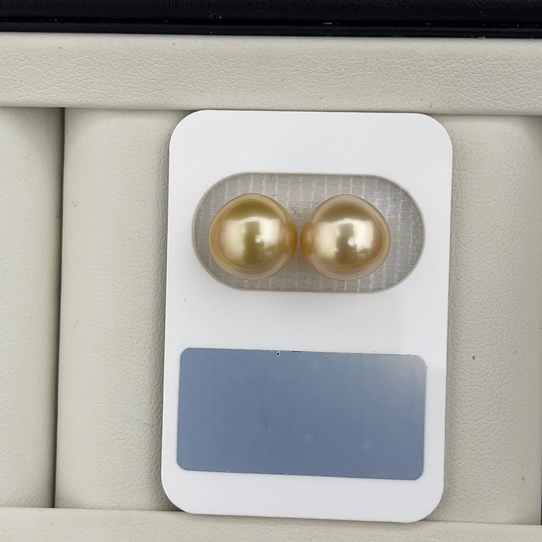 定制海水珍珠未镶嵌裸珠强光馒头水滴金珠10-11