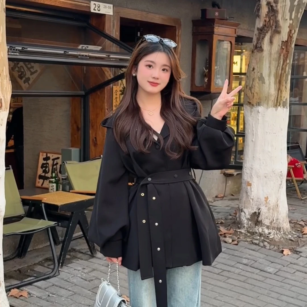 【惜惜家】女装春款风衣外套女显瘦灯笼袖外套女小个子大衣爆款